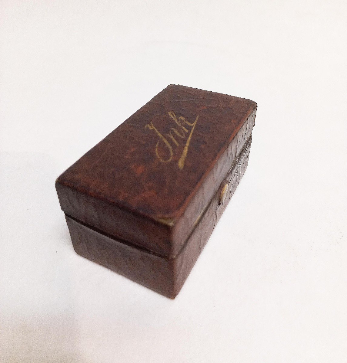 Brass Travel Inkwell Leather-wrapped Late Nineteenth-photo-5