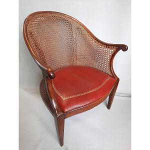 Fauteuil De Bureau Hollandais XVIIIe Siècle Assise En Cuir