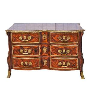 Importante Commode Mazarine En Marqueterie Et Bronze Doré 