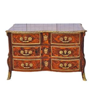 Important Mazarine Commode In Marquetry And Gilt Bronze