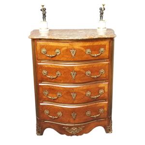 Small Curved Louis XIV Inlaid Commode