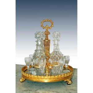 Cabaret In Cut Crystal And Gilt Bronze Early 19th Century