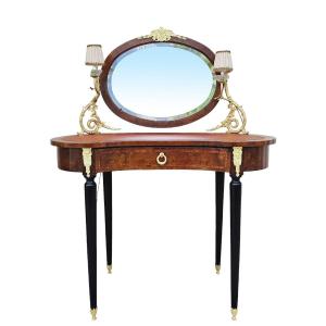 Dressing Table With 2 Arms Of Lights Marquetry And Gilt Bronze