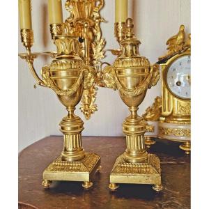 Cassolettes Forming Candlesticks "with Rams" Gilt Bronze Late 18th - Early 19th