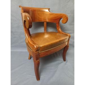 Leather And Mahogany Office Armchair Early 19th Century