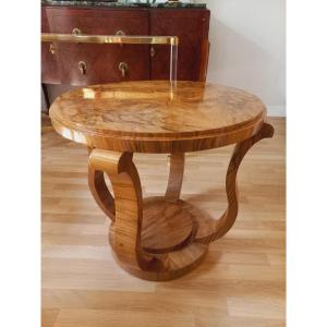 Art Deco Pedestal Table In Burr Walnut