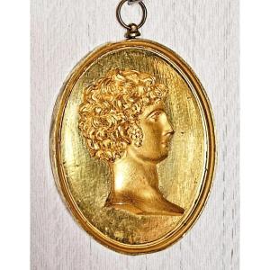 Profil d&#039;Antino&uuml;s M&eacute;daillon Dor&eacute; Au Mercure Vers 1815
