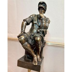Bronze XIXe Laurent De Médicis D'après Michel Ange Signé Ron Liod Sauvage