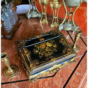 Grand coffret peint et burgauté epoque Napoléon  III
