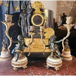 Candélabres bronze au putti XIXÈME d'après Clodion