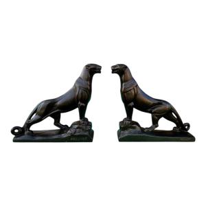 Art Deco Panther Bookends By Frecourt