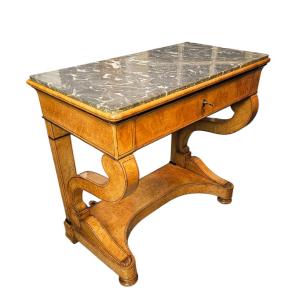 Console en bois clair marqueté époque Charles X