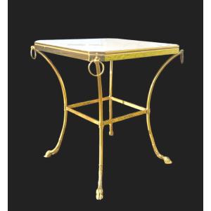 St. Directoire Ormolu And White Marble Pedestal Table