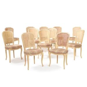 12 Dining Room Chairs In Lacquered Wood