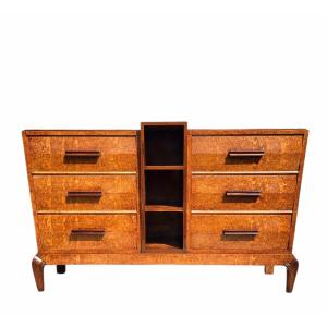 Art Deco Trapeze-shaped Chest Of Drawers In Ambony