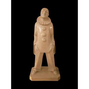 Max LE VERRIER (1891-1973): "Pierrot" craquelé Art Déco