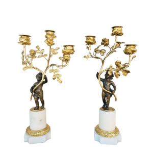 Candélabres aux putti époque début XIXème