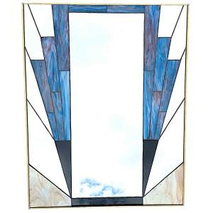 Large Art Deco Style Stained-glass Mirror