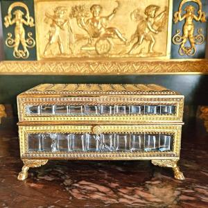 Crystal Box From Le Creusot With Chiseled Brass, Dating From The Reign Of Charles X