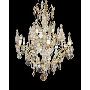 Important 12-arm 18th-century Bronze And Crystal Chandelier