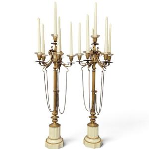 Importante paire de candélabres XIXe H 78 cm