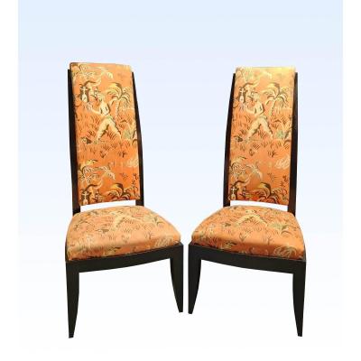 Dominique André Domin And Marcel Genevrière Pair Of Low Back Chairs