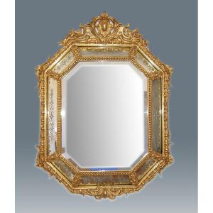 Important Golden Mirror With Parecloses End Of The 19th Century