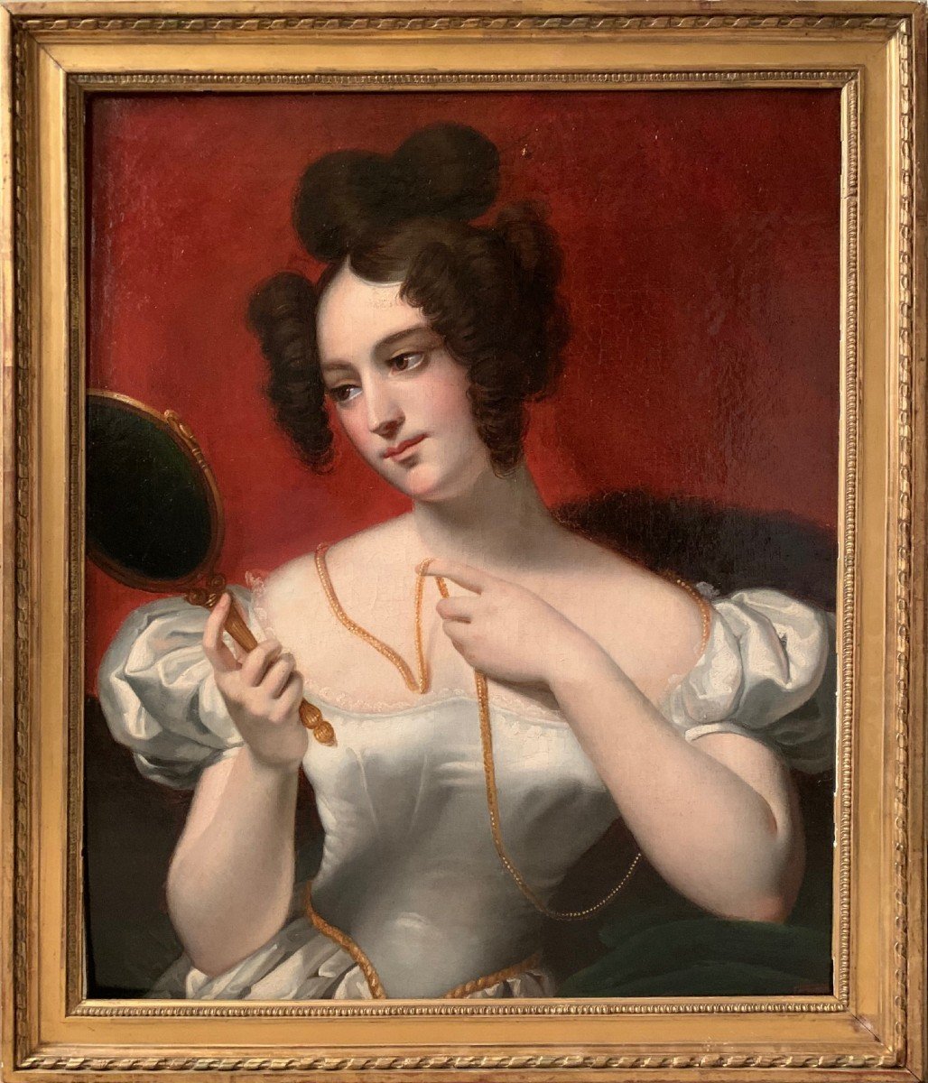 Femme Au Miroir Att. Claude Marie Dubufe (1790/1864)