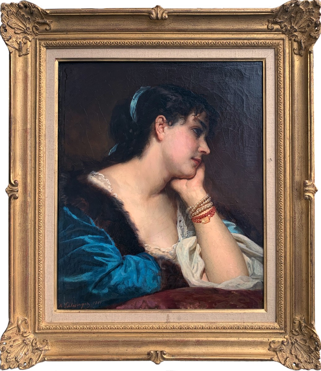 Young Woman Pensive By Leopold Schlessinger (1814 / 1880)