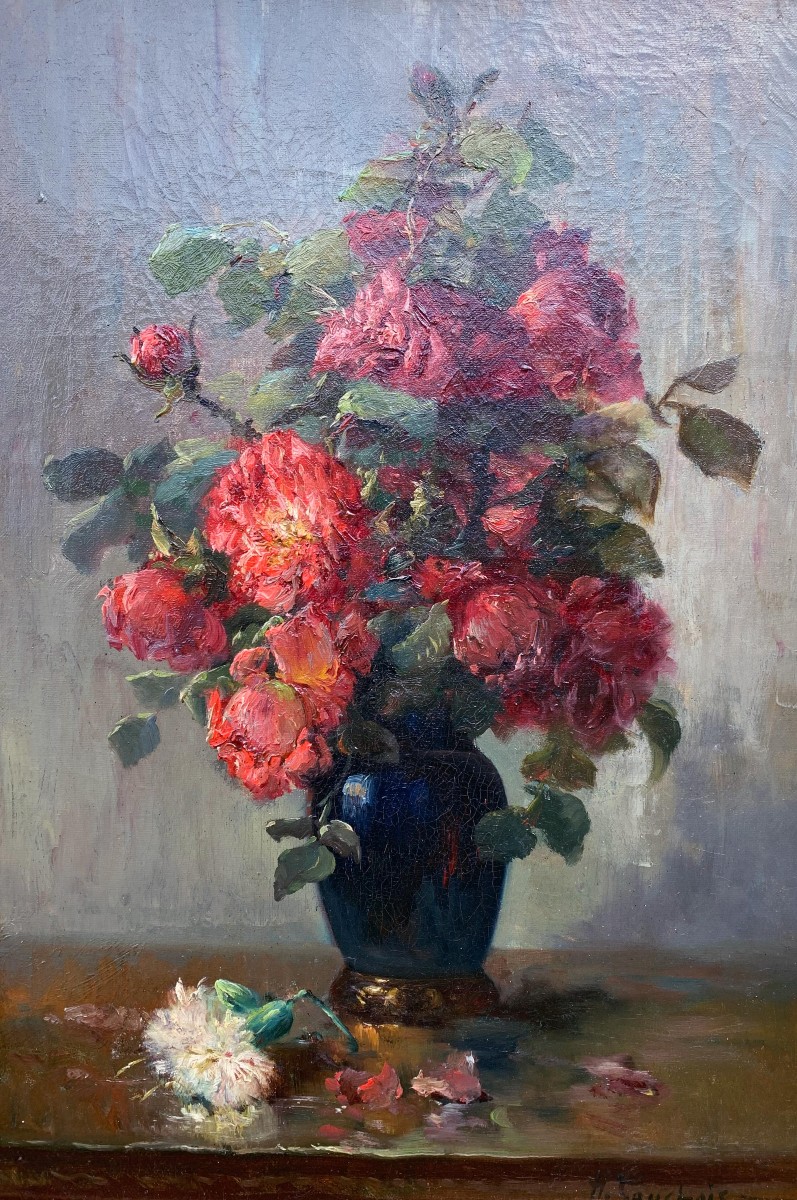 Bouquet Of Flowers" By Eugène Cauchois (1850-1911)-photo-3