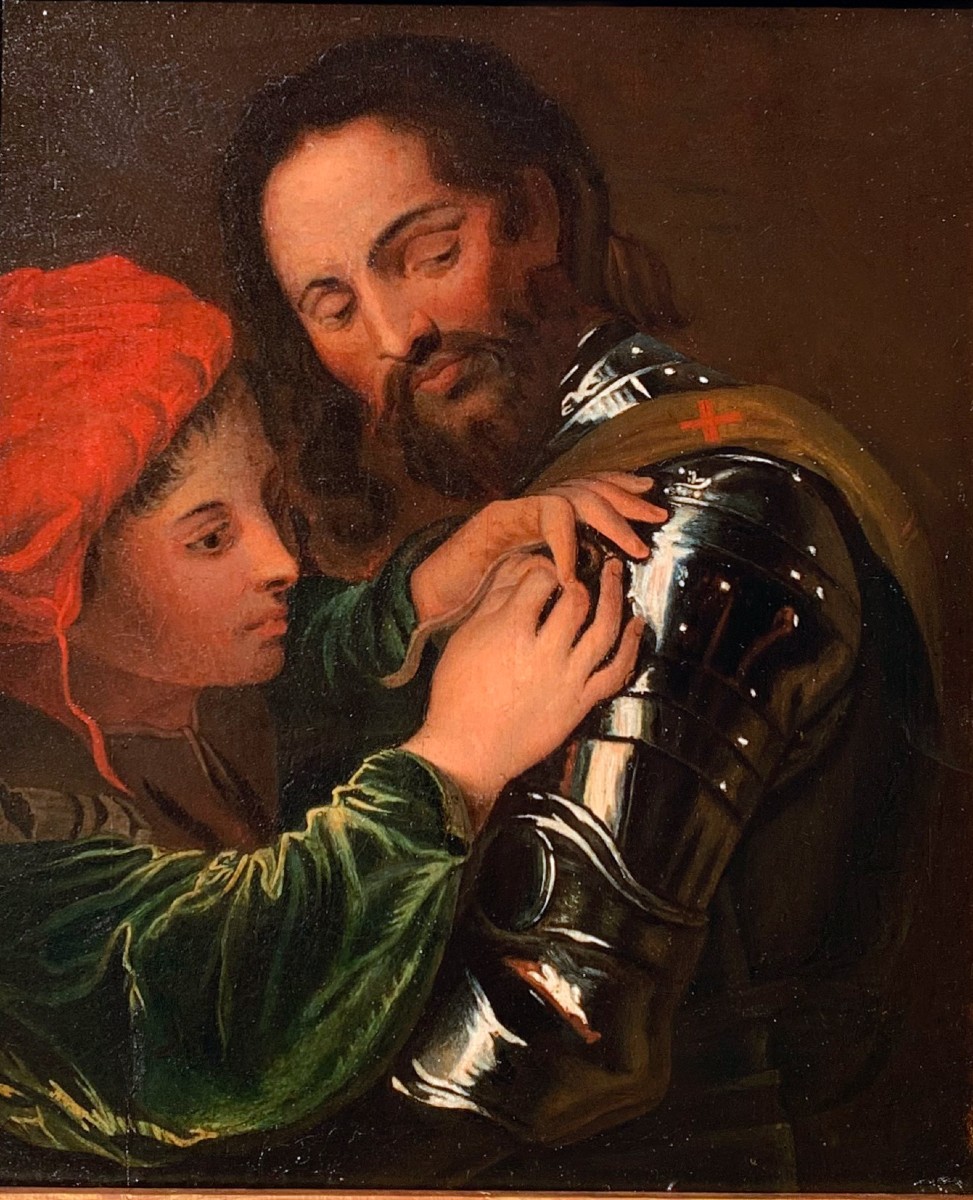 Chevalier et son page XIXe siècle, suiveur de Bartolomeo Manfredi (Ostiano 1582 – Rome 1622) -photo-2