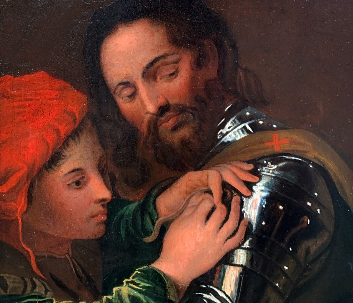 Chevalier et son page XIXe siècle, suiveur de Bartolomeo Manfredi (Ostiano 1582 – Rome 1622) -photo-3