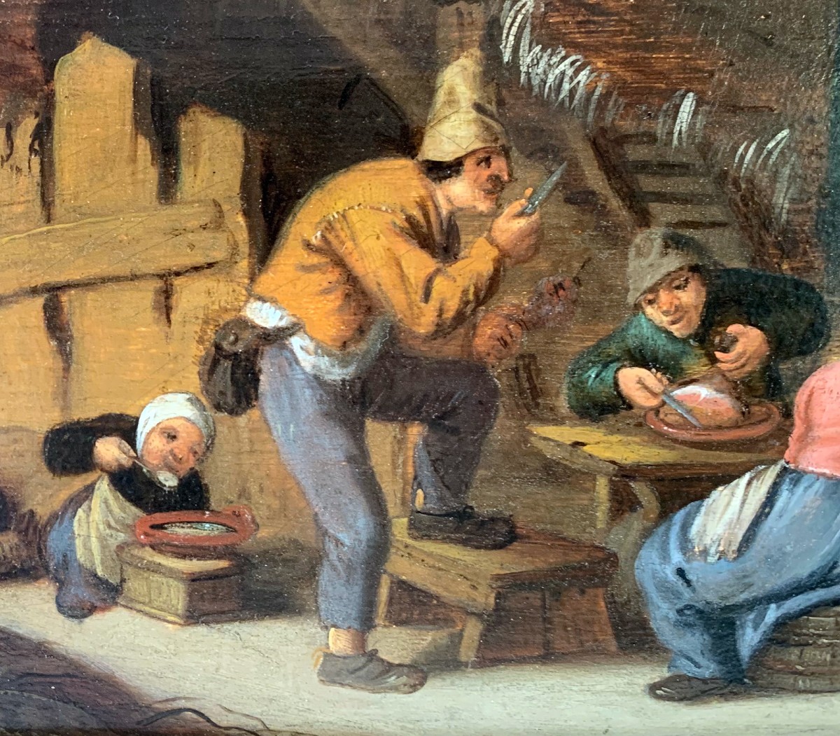 Scène paysanne animée, entourage de Adriaen van Ostade, datée 1644-photo-4