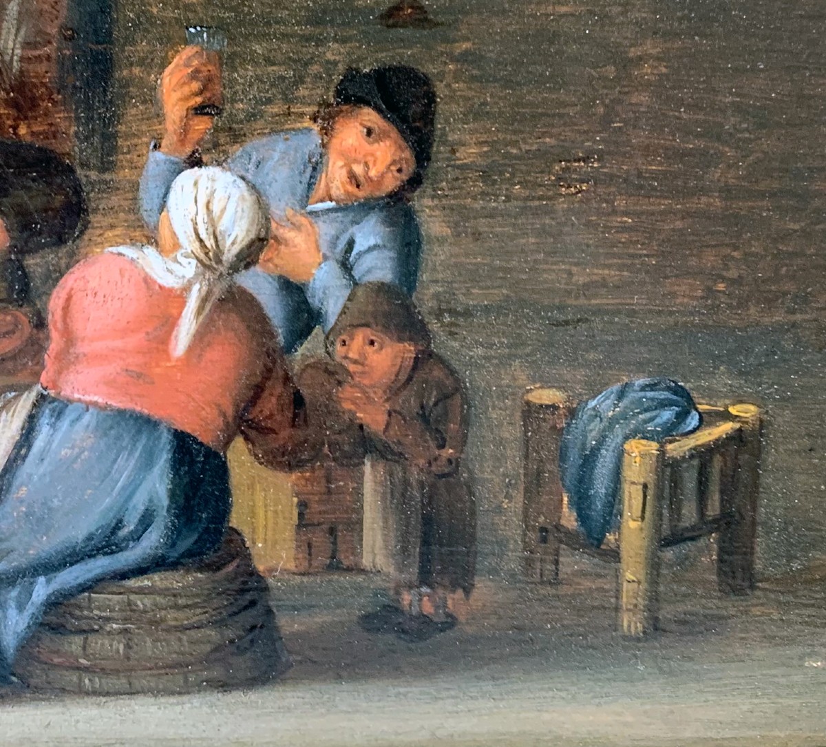 Scène paysanne animée, entourage de Adriaen van Ostade, datée 1644-photo-1