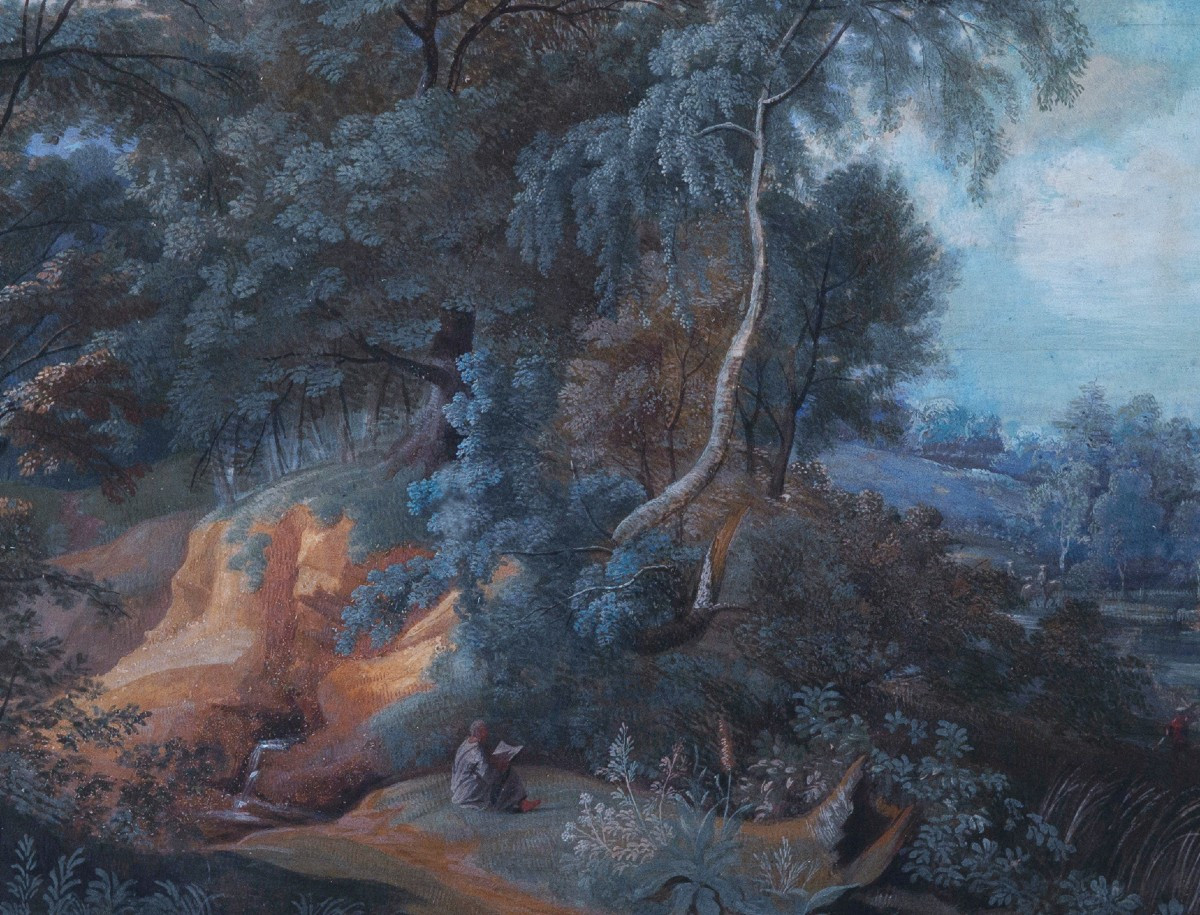 Pastoral Landscape Gouache 18th Century French School Pillement Entourage River-photo-3