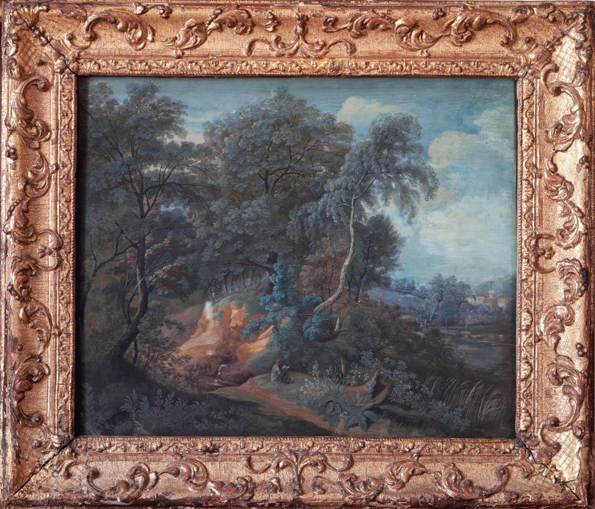 Pastoral Landscape Gouache 18th Century French School Pillement Entourage River