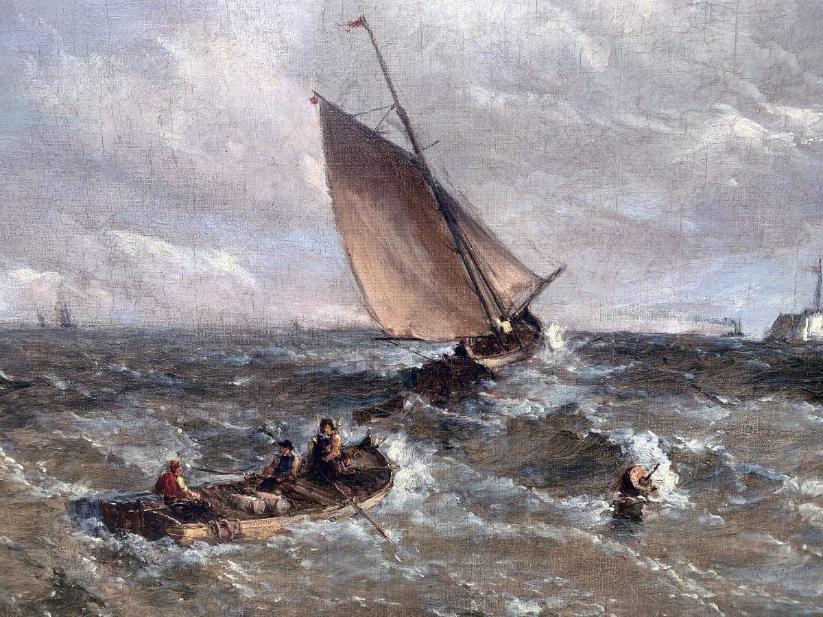 Marine Aux Voiliers By Alfred Vickers - Breath And Elegance-photo-3