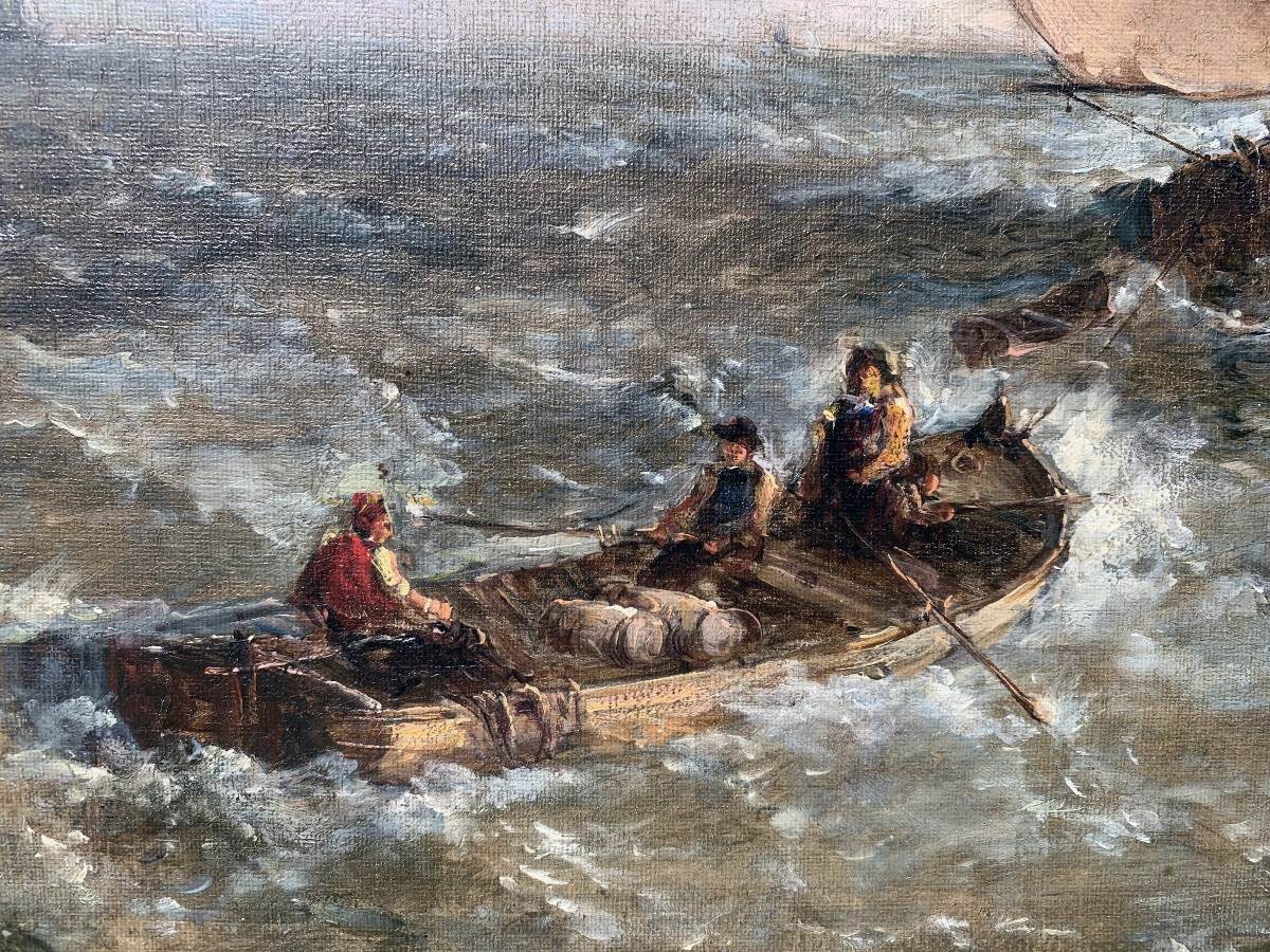 Marine Aux Voiliers By Alfred Vickers - Breath And Elegance-photo-4