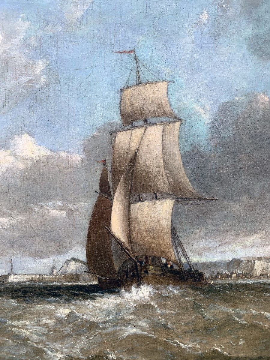 Marine Aux Voiliers By Alfred Vickers - Breath And Elegance-photo-3