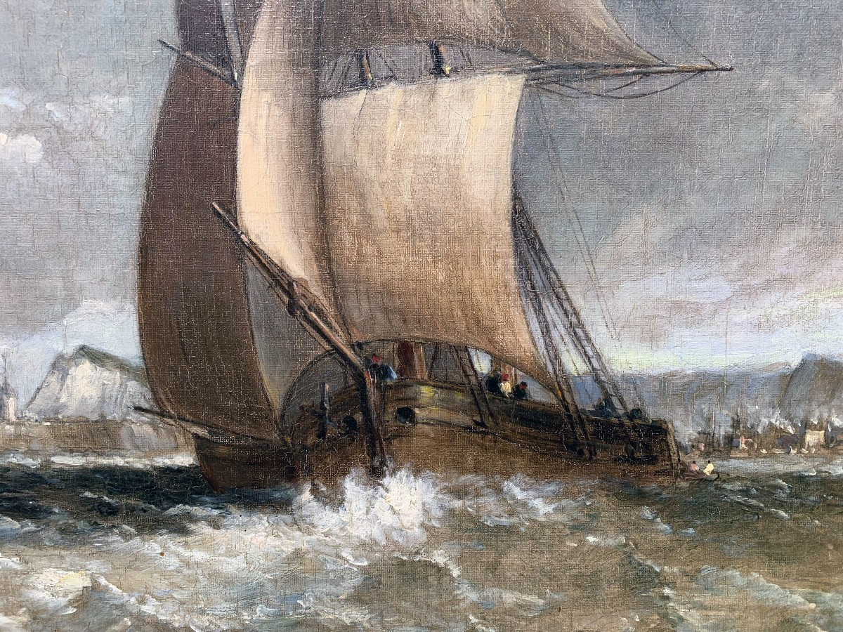 Marine Aux Voiliers By Alfred Vickers - Breath And Elegance-photo-4