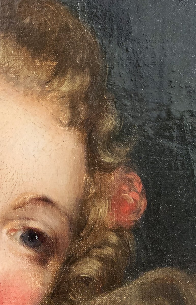 Portrait de jeune femme à la rose dans le goût de Greuze (1725-1805)-photo-4