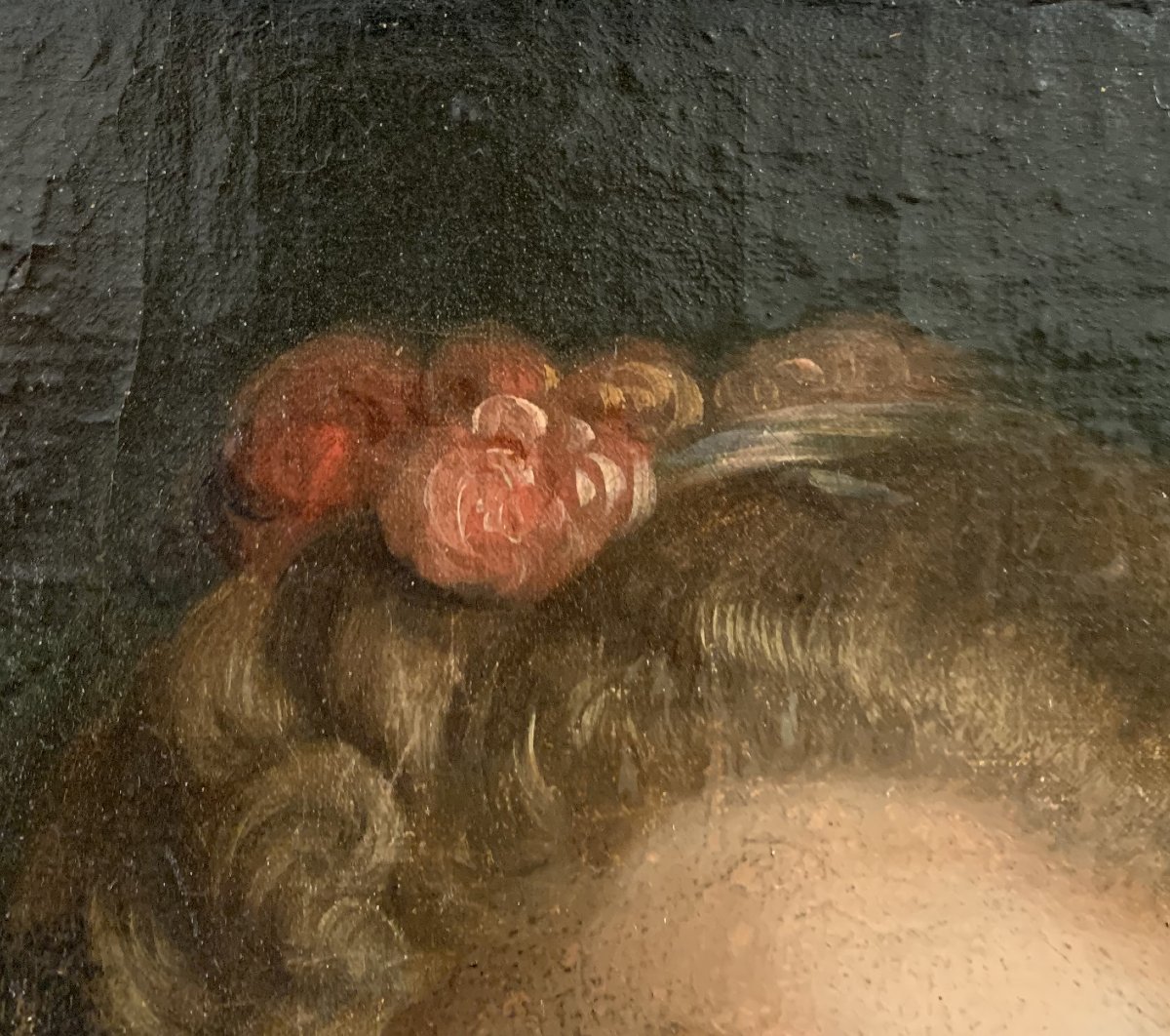 Portrait de jeune femme à la rose dans le goût de Greuze (1725-1805)-photo-1