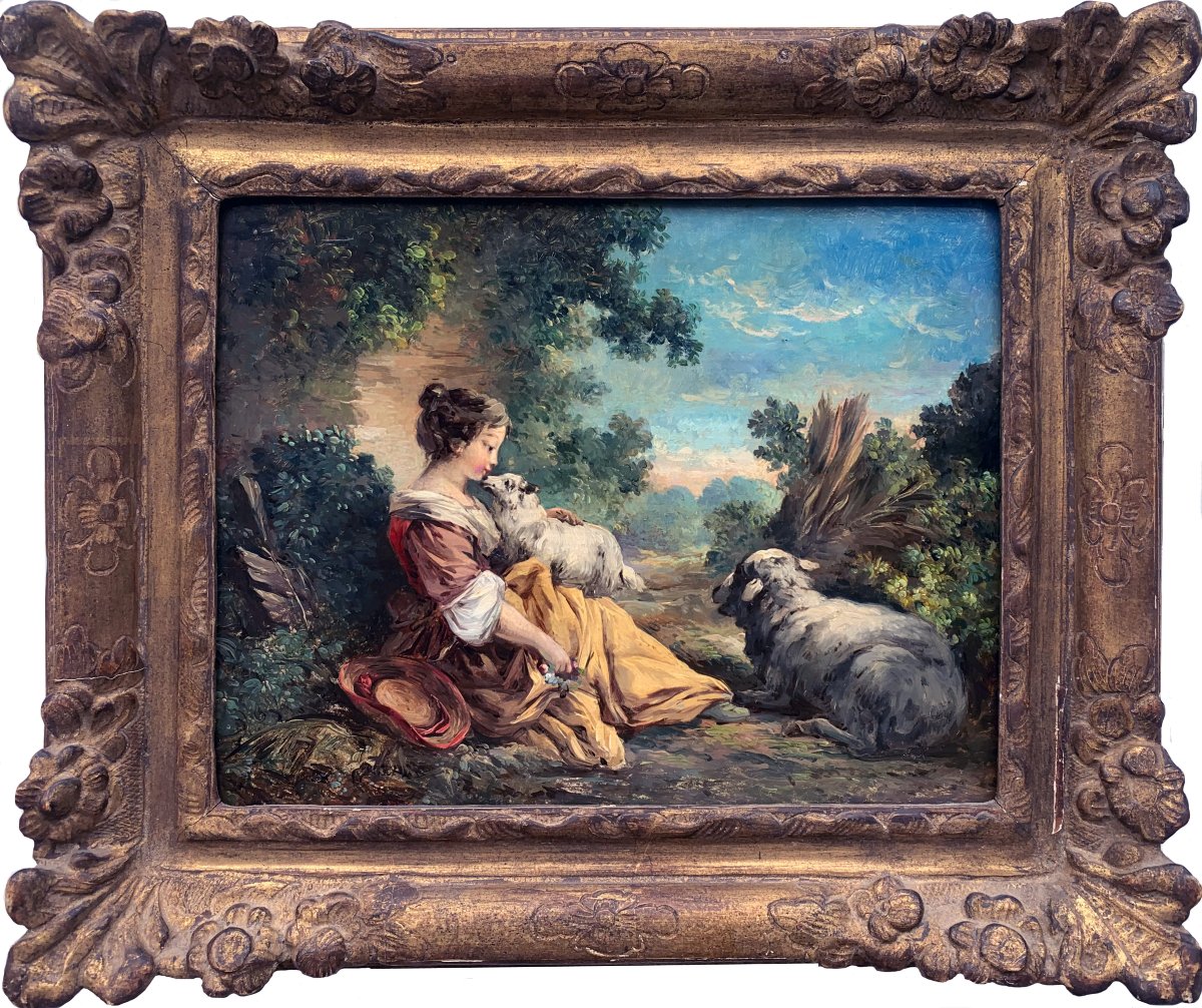 Shepherdess With A Lamb, In The Style Of François Boucher (1703–1770)