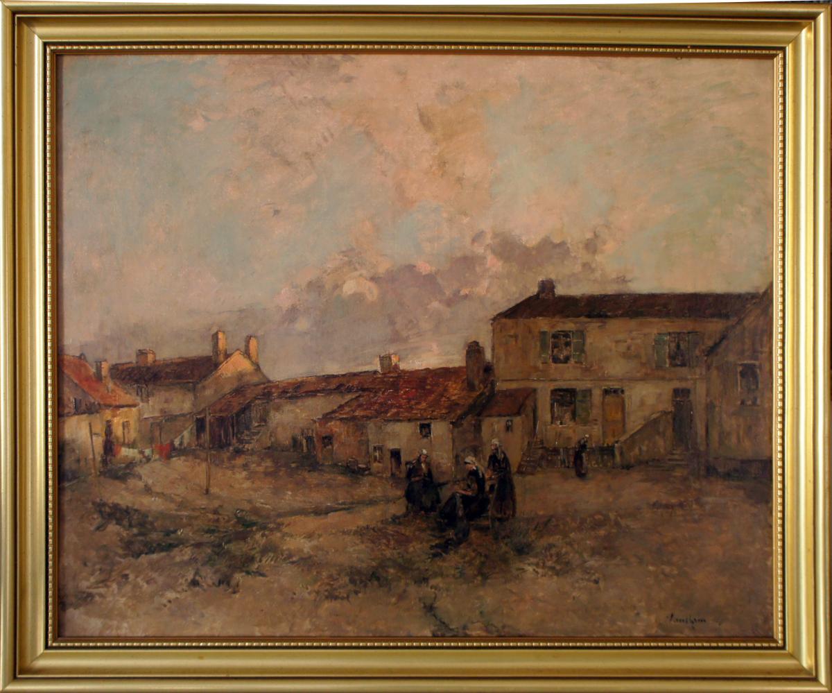 Women In A Farm Court Nineteenth Signed Vauthier