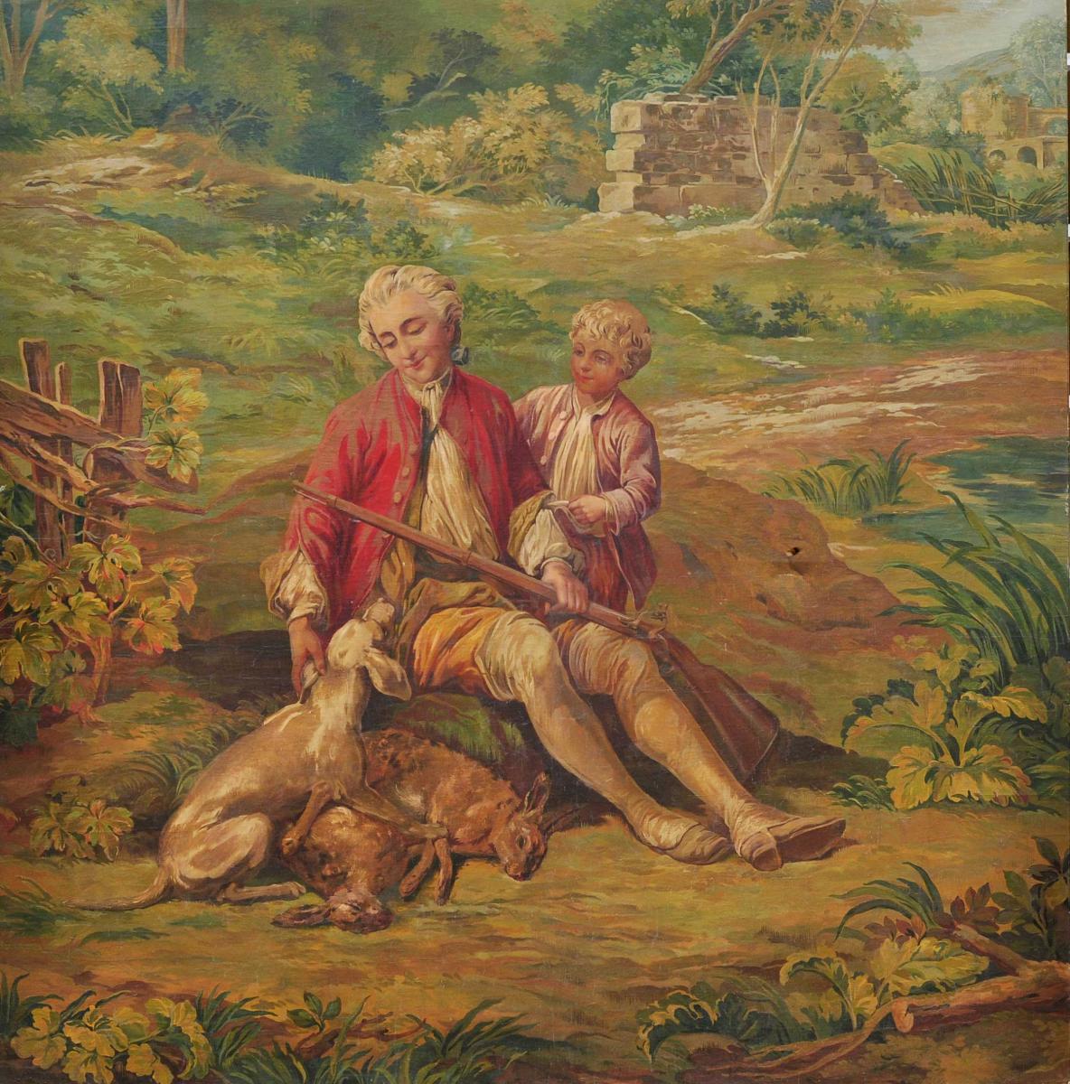 Chasseur Avec Son Fils 