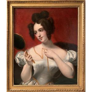 Woman In The Mirror Att. Claude Marie Dubufe (1790/1864)