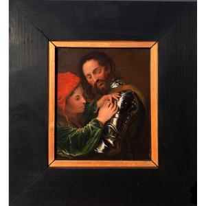 Chevalier et son page XIXe siècle, suiveur de Bartolomeo Manfredi (Ostiano 1582 – Rome 1622) 