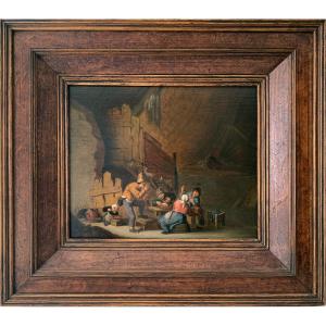 Scène paysanne animée, entourage de Adriaen van Ostade, datée 1644