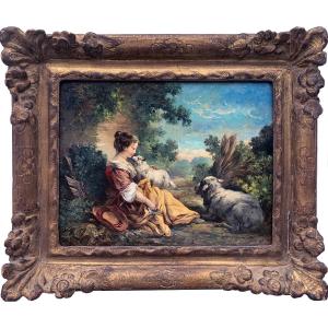 Bergère à l'agneau dans le goût de François Boucher (1703–1770)