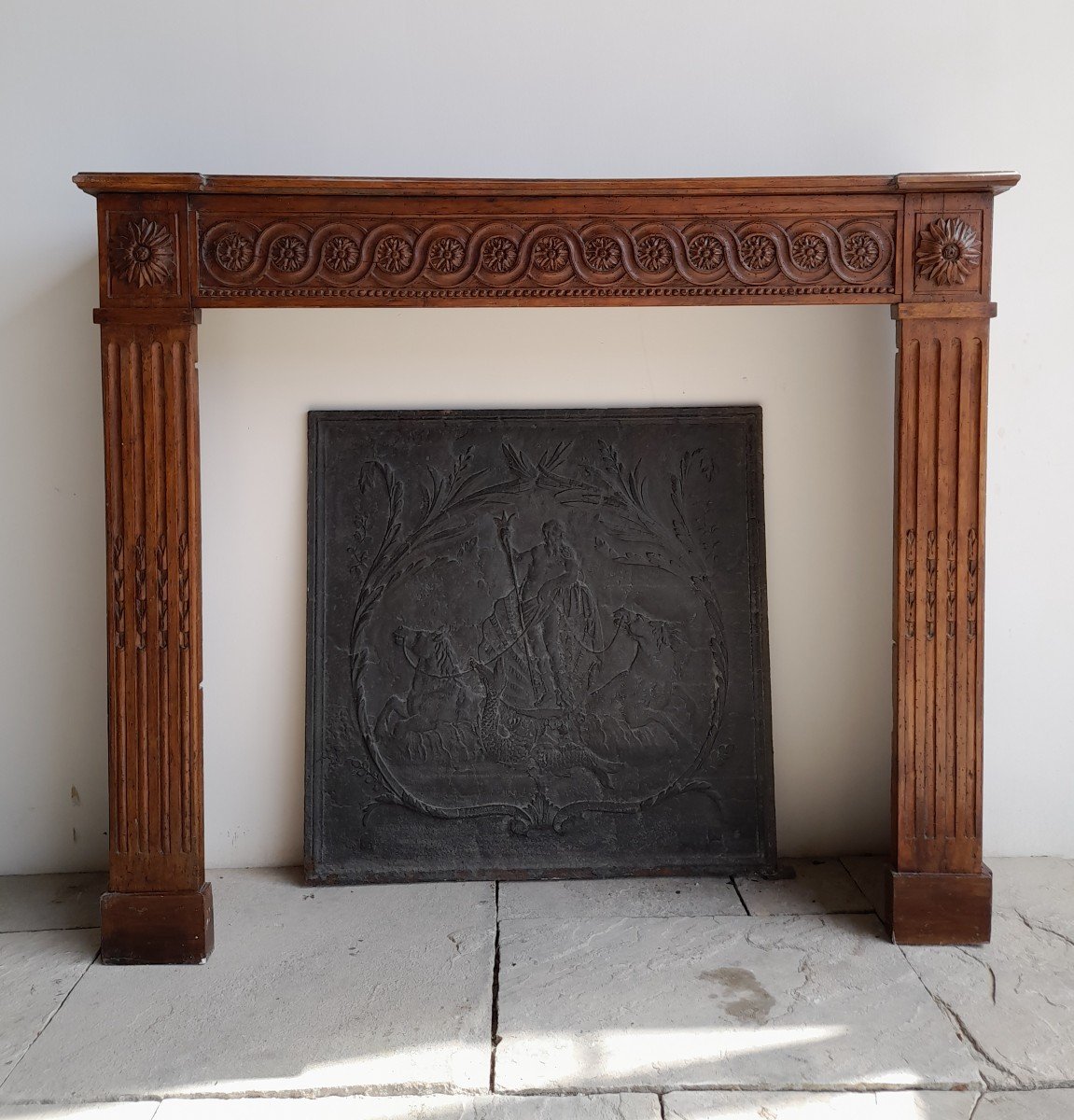 Louis XVI Walnut Fireplace
